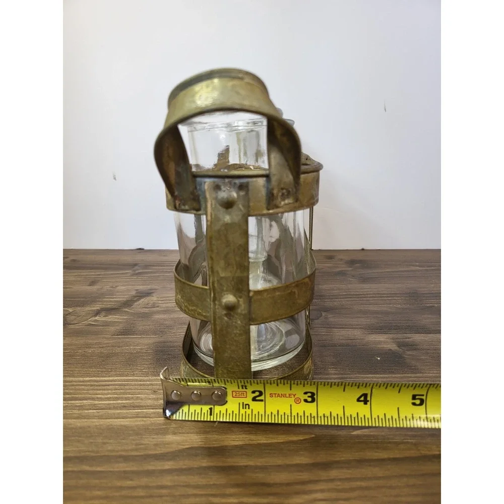 Farmhouse Gold Metal Caddy with 3 Glass Bud Vases Rustic Industrial Decor